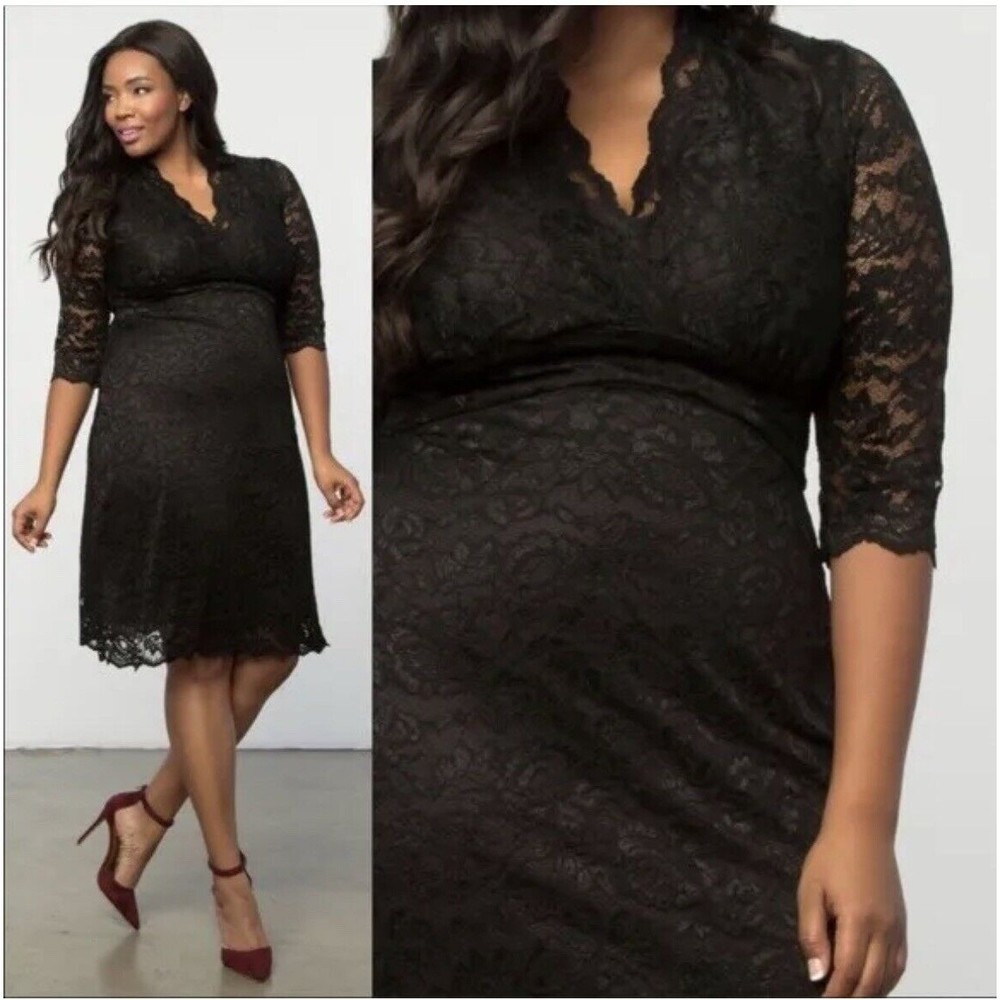 Kiyonna Black Lace Midi Dress